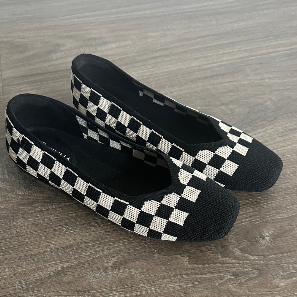 Vivaia Black and White Checkered Women's Shoes